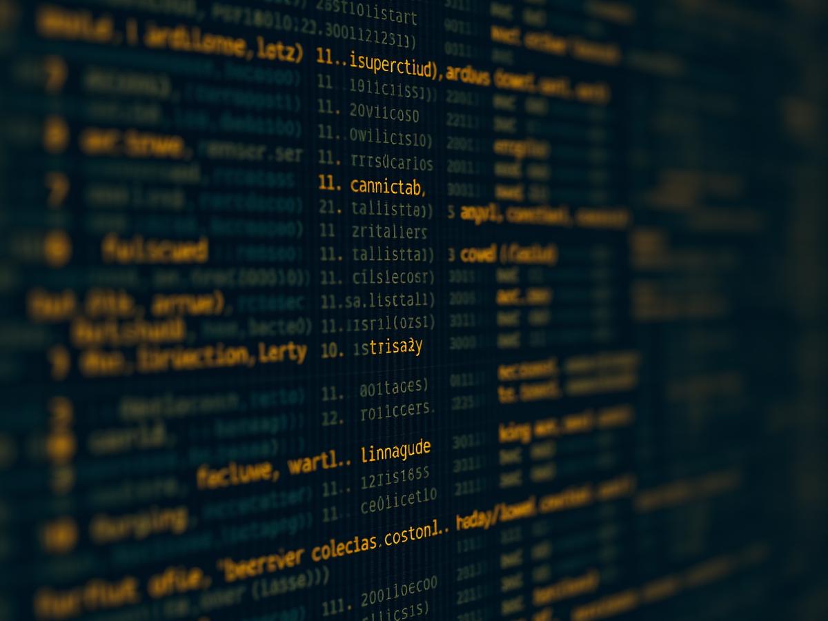 Code on screen